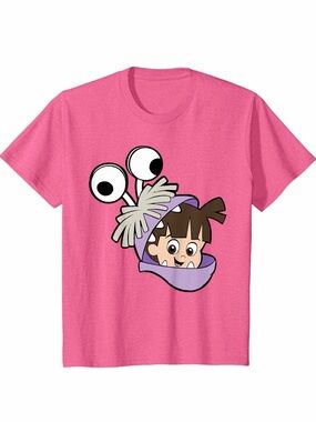 Disney Pink Kids' Short Sleeve Tee with Cartoon Monster Graphic
